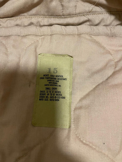 Vintage 90s Desert Tan Military Cold Weather High Temperature Resistant TANKER'S Jacket