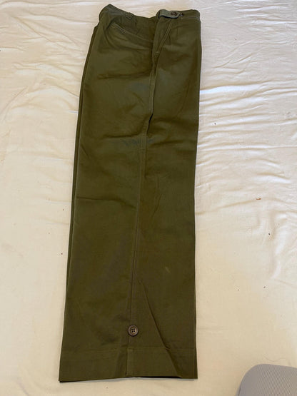 Genuine US Military Vintage M43 O.D. Green Field Cotton Trousers WWII Dtd Feb,29,1944 Unused Mint Condition, With Suspenders.