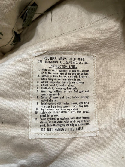Genuine US military Vintage Vietnam era M65 Field Pants OD green From 1960’s Medium Regular with Silver zipper. Mint Med, Reg.