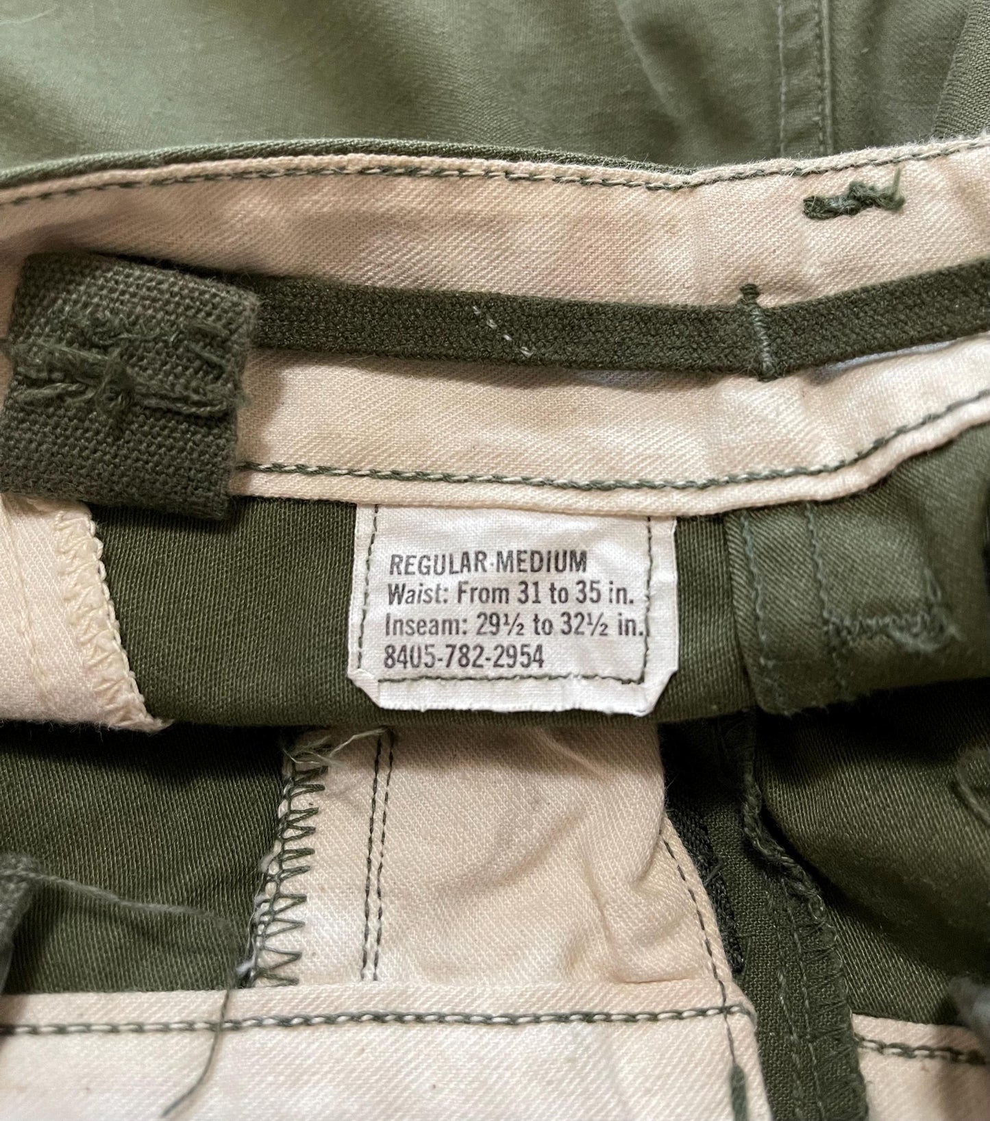 Genuine US military Vintage Vietnam era M65 Field Pants OD green From 1960’s Medium Regular with Silver zipper. Mint Med, Reg.
