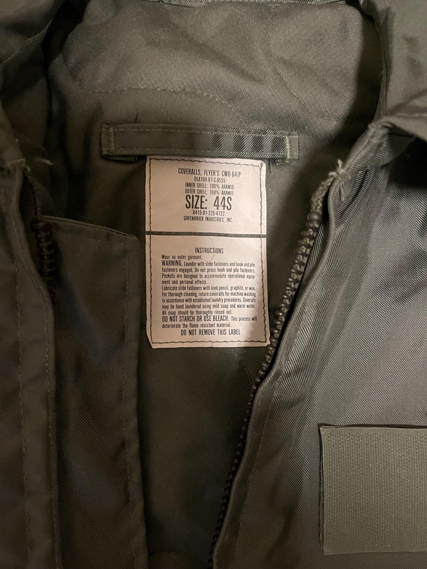 USAF Military Nomex flight suit coveralls Flyers 52Long CWU-64P Cold weather new.
