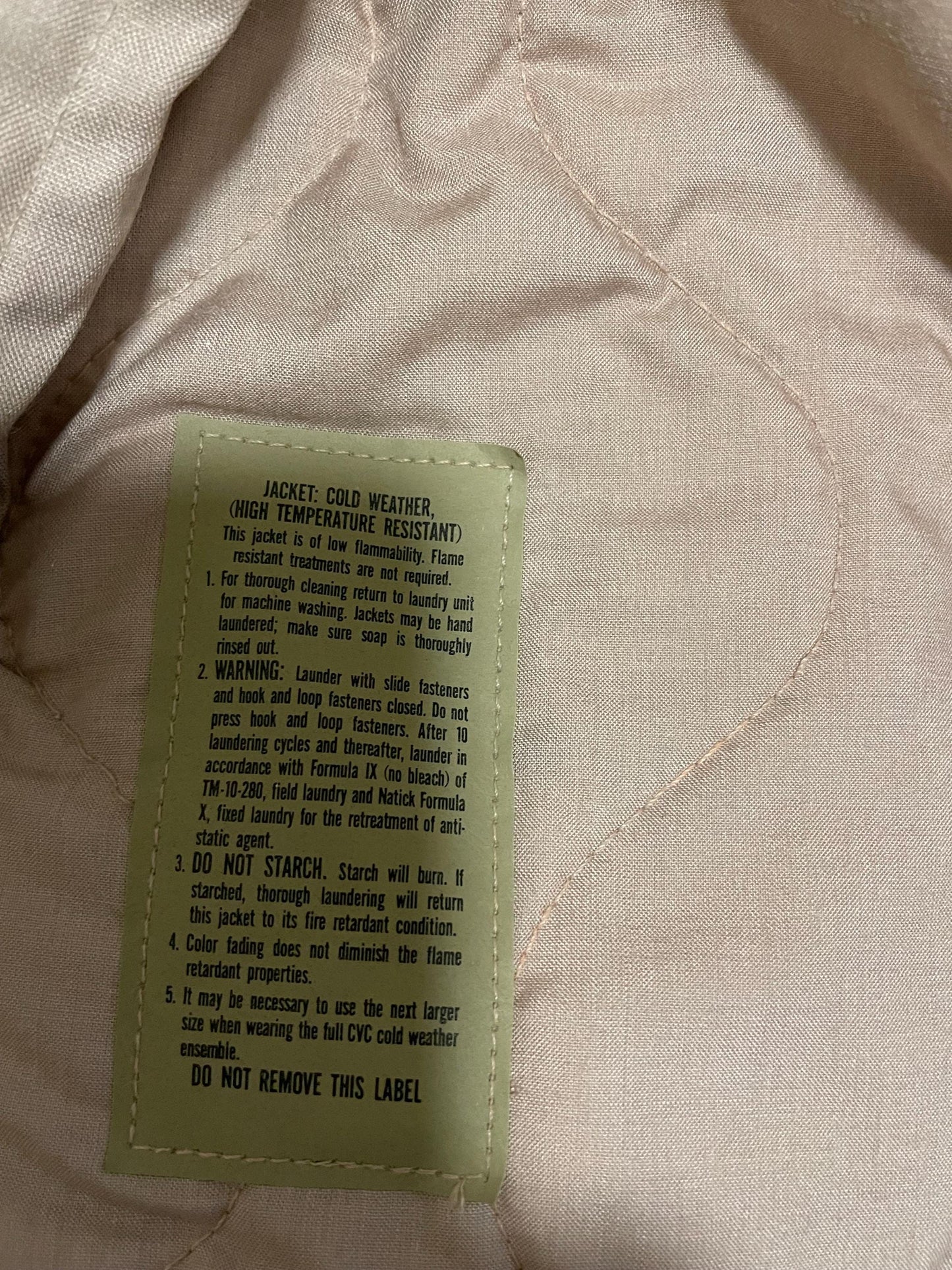 Vintage 90s Desert Tan Military Cold Weather High Temperature Resistant TANKER'S Jacket