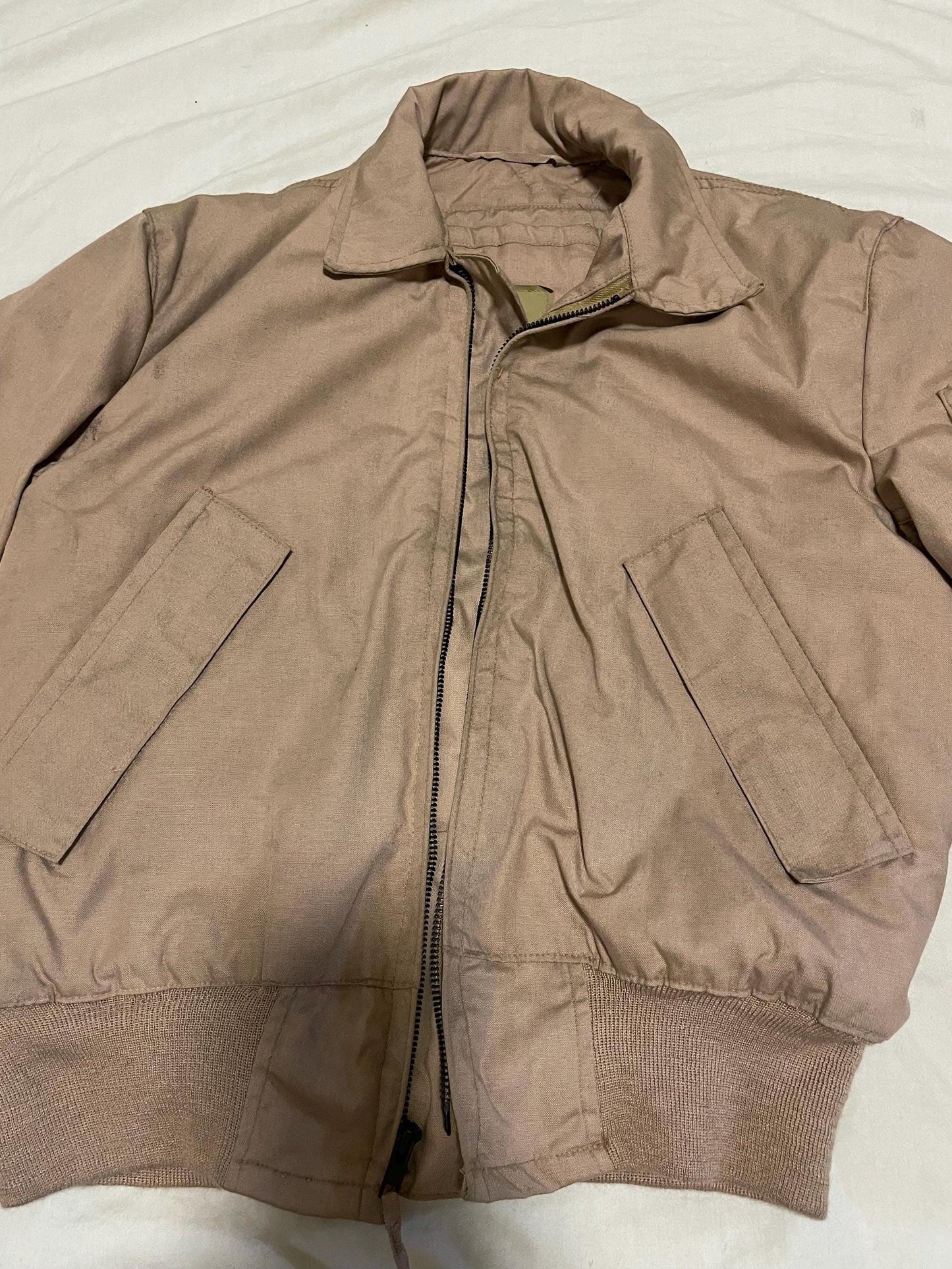 Vintage 90s Desert Tan Military Cold Weather High Temperature Resistant TANKER'S Jacket