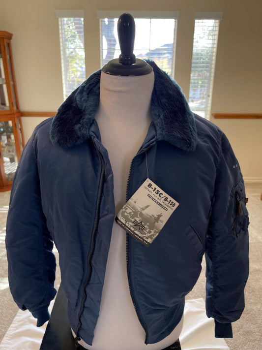 Alpha Industries Vintage USAF B15 Bomber jacket Medium Blue Made in USA.