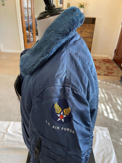 Alpha Industries Vintage USAF B15 Bomber jacket Medium Blue Made in USA.