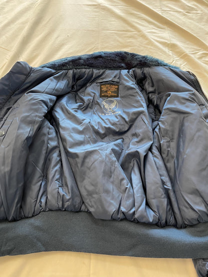 Alpha Industries Vintage USAF B15 Bomber jacket Medium Blue Made in USA.