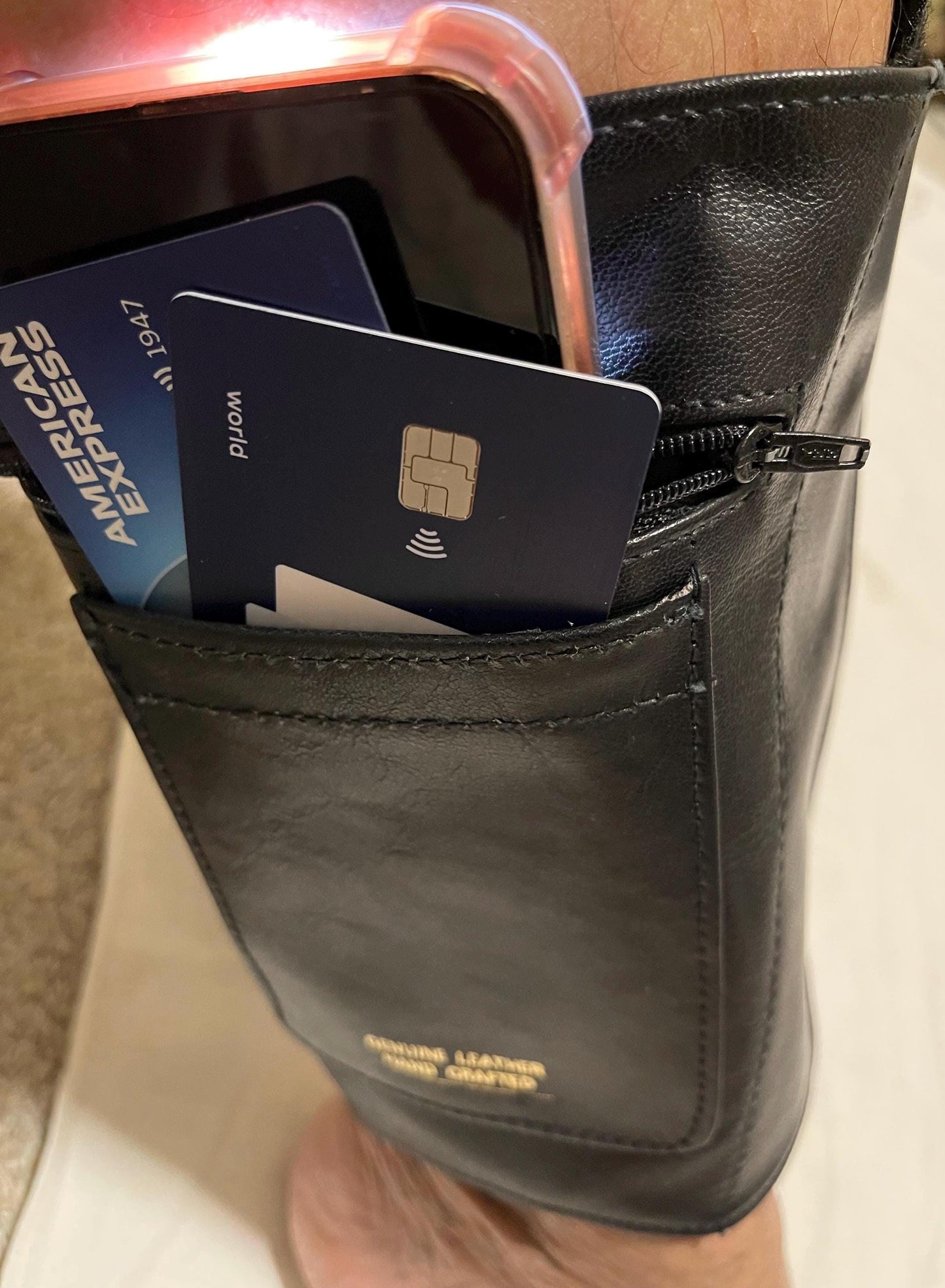 Genuine Lamb leather hand made Ankle wallet