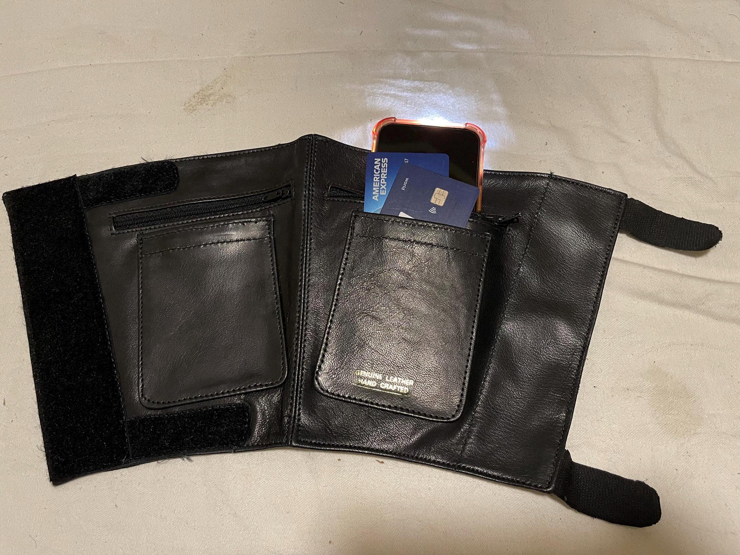 Genuine Lamb leather hand made Ankle wallet