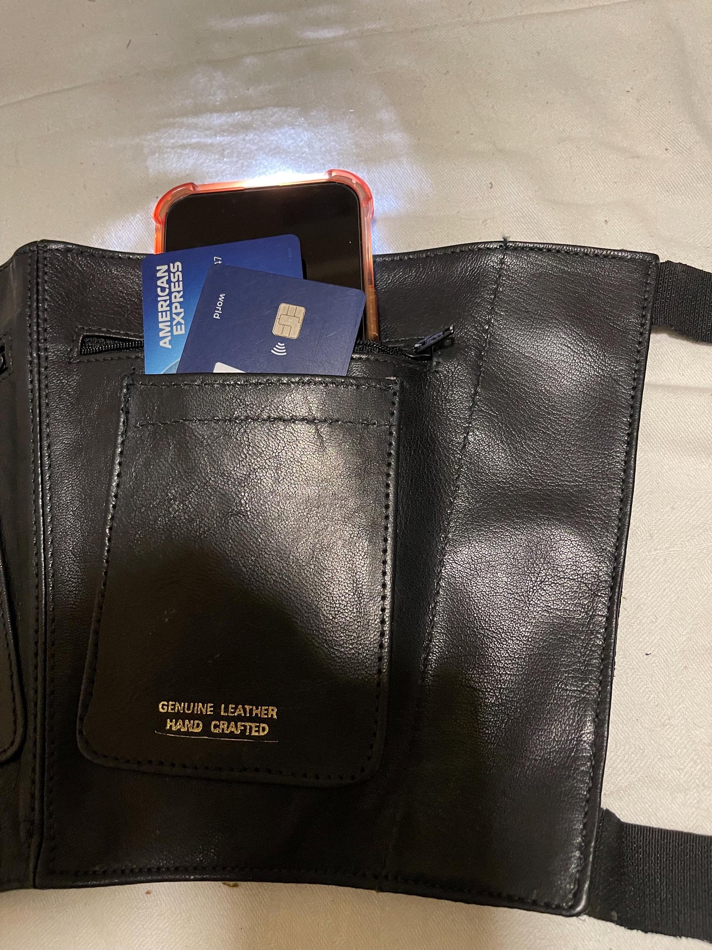Genuine Lamb leather hand made Ankle wallet