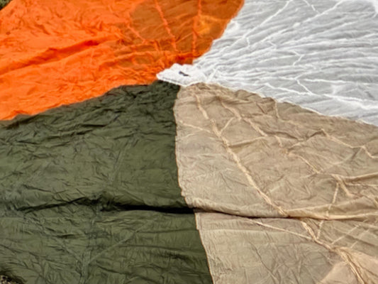 Vintage 1990's 28 ft Military 4 Color Parachute Canopy with Lines in New Mint Condition.