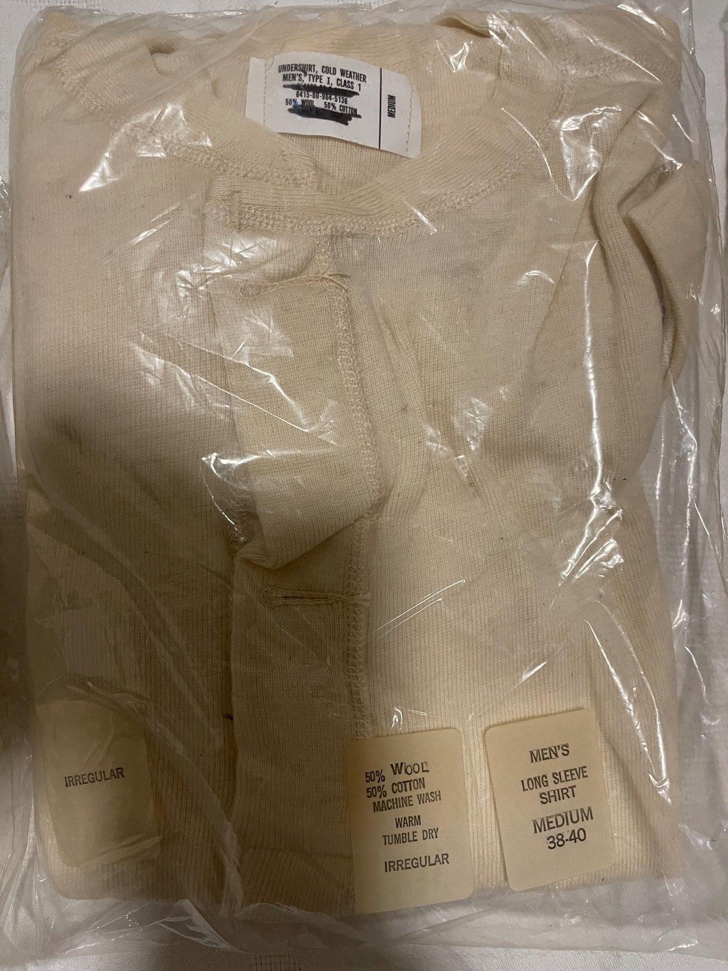 Genuine US military Vintage 50/50 wool and cotton blend thermal Hanley shirts .