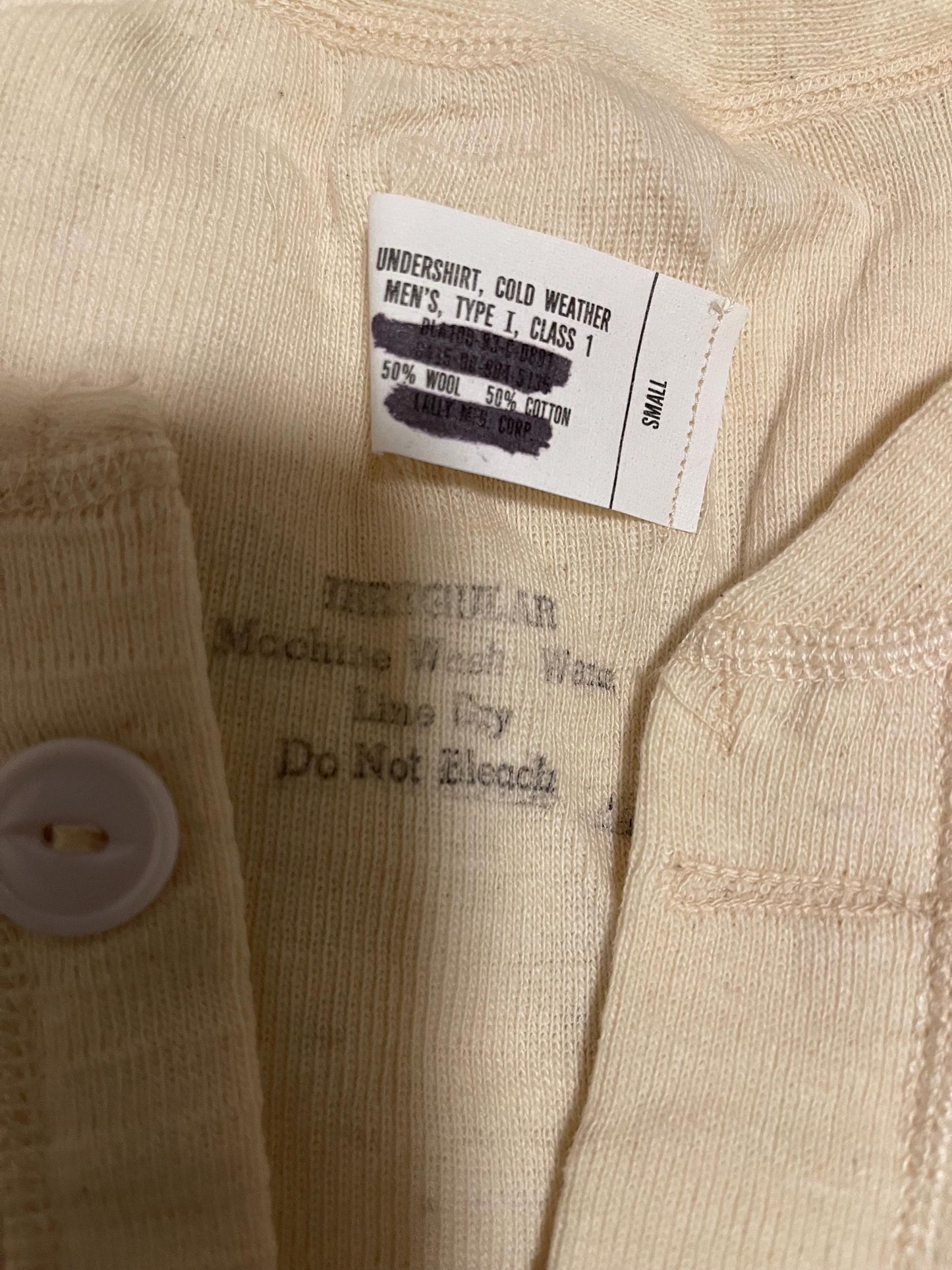 Genuine US military Vintage 50/50 wool and cotton blend thermal Hanley shirts .