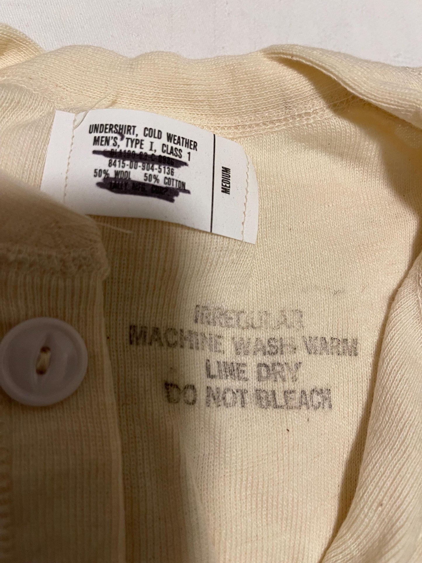 Genuine US military Vintage 50/50 wool and cotton blend thermal Hanley shirts .