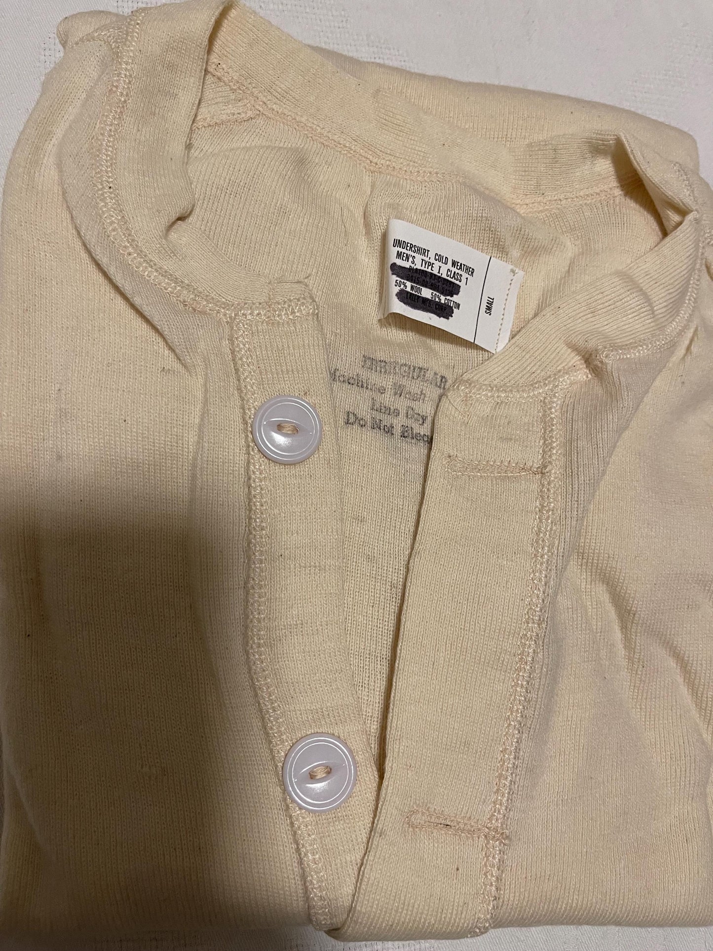 Genuine US military Vintage 50/50 wool and cotton blend thermal Hanley shirts .