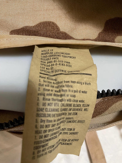 Genuine US Military Gulf war era Desert camouflage 3 days assault pack with soft Pad & hard stiffener  Condition: Very Good.