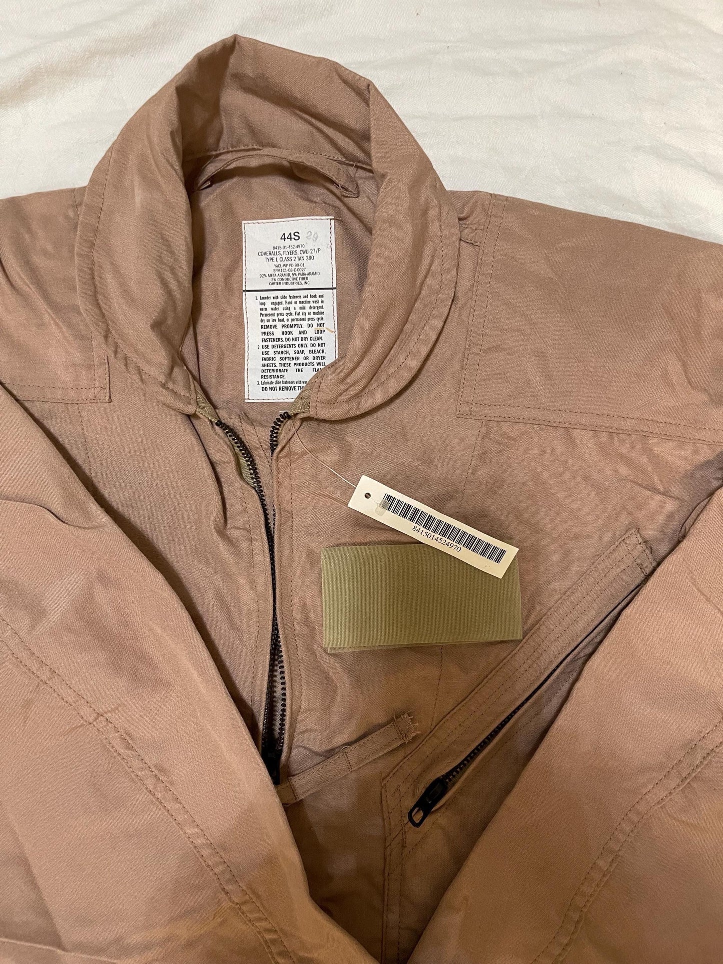 Genuine US Military  flyers desert tan flight suit CWU-27/P nomex size 44 Short and 50 Regular NEW