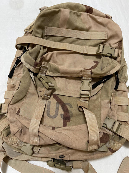 Genuine US Military Gulf war era Desert camouflage 3 days assault pack with soft Pad & hard stiffener  Condition: Very Good.