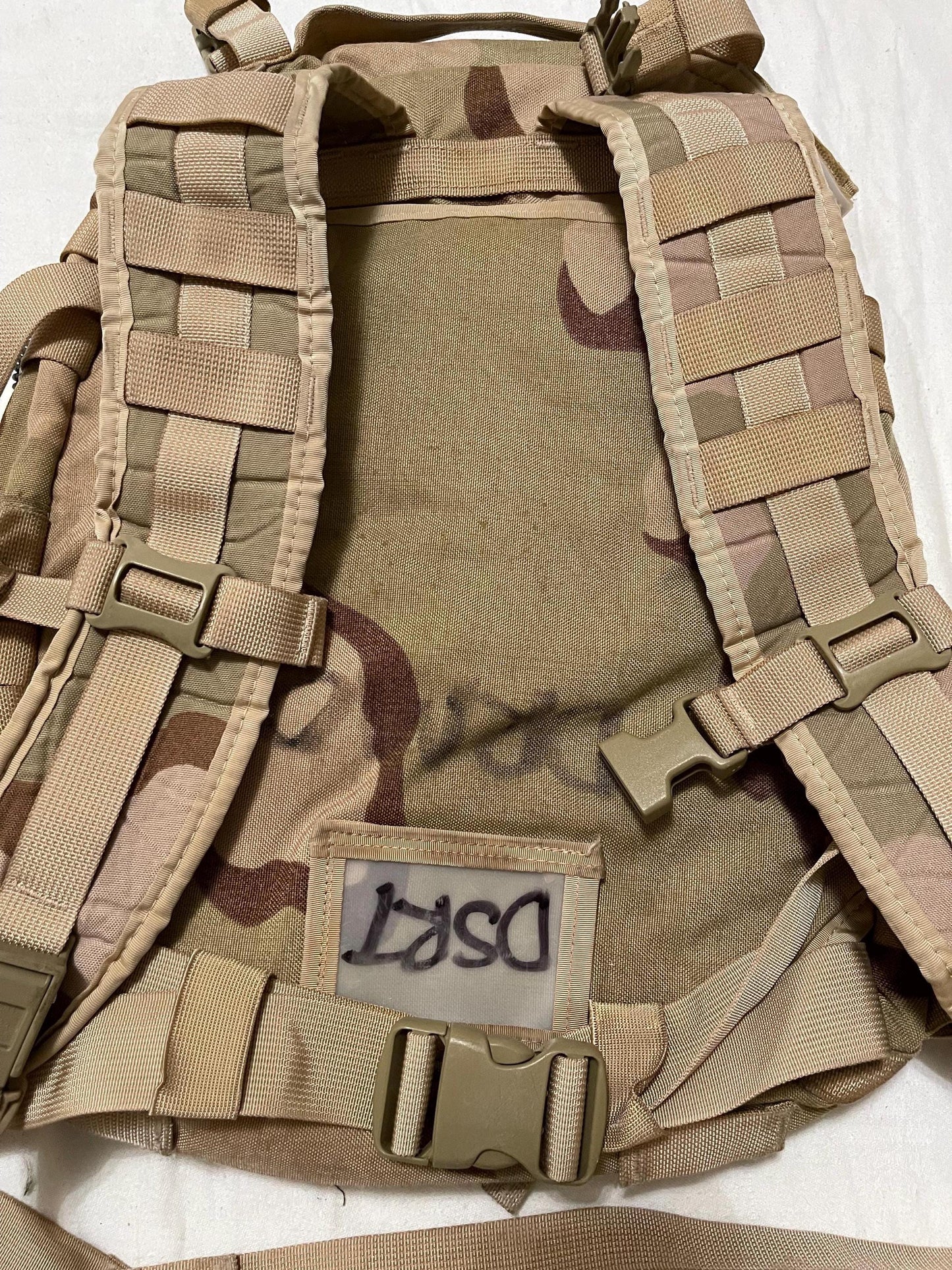 Genuine US Military Gulf war era Desert camouflage 3 days assault pack with soft Pad & hard stiffener  Condition: Very Good.
