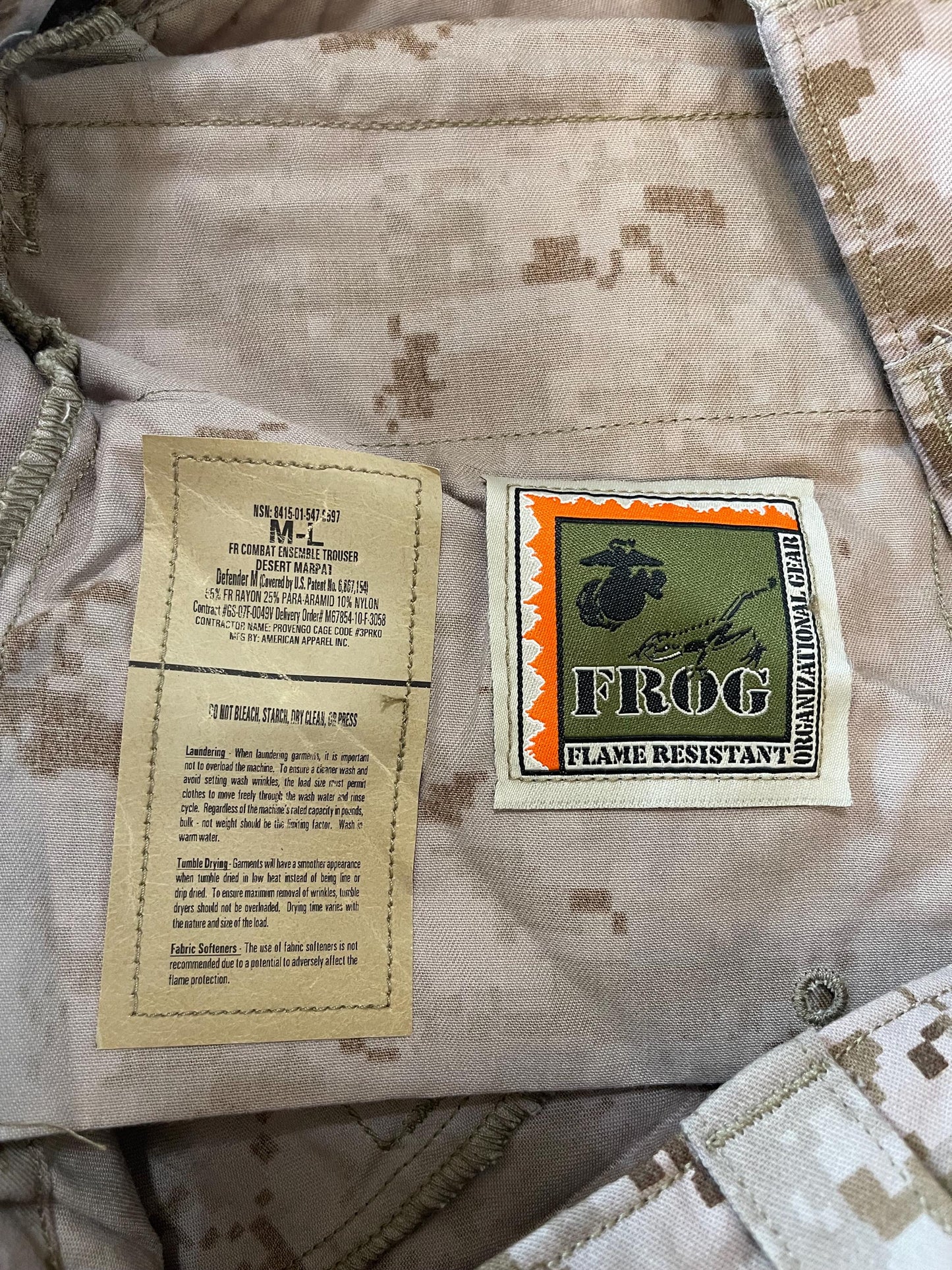 USMC FROG Combat Uniform Ensemble Pants Trouser Desert MARPAT Various sizes.