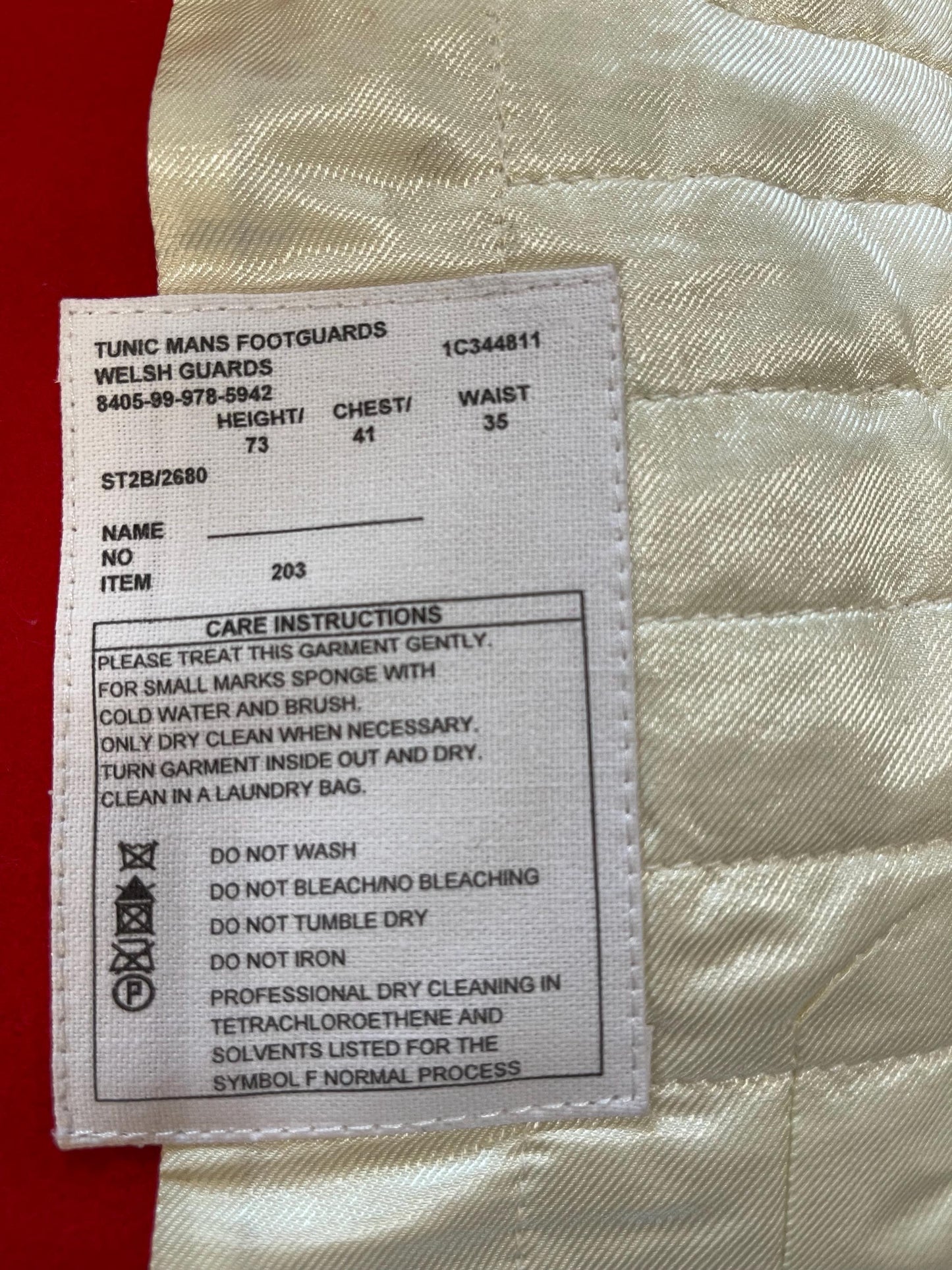 Genuine Vintage British Coldstream Guards Men’s Red Ceremonial Tunic New in Mint condition Size Medium.
