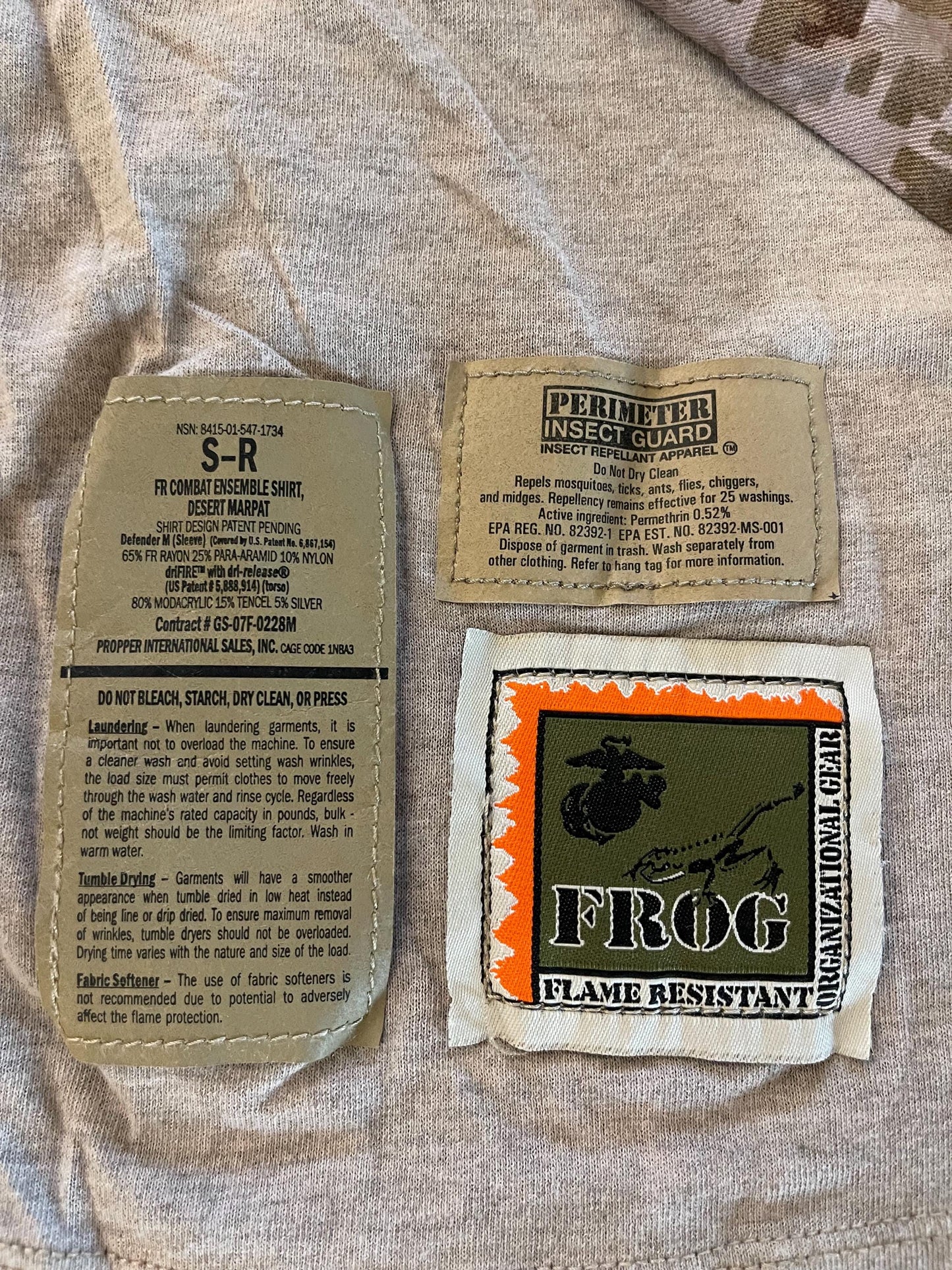 US military usmc desert combat digital desert insect guard FROG shirt.