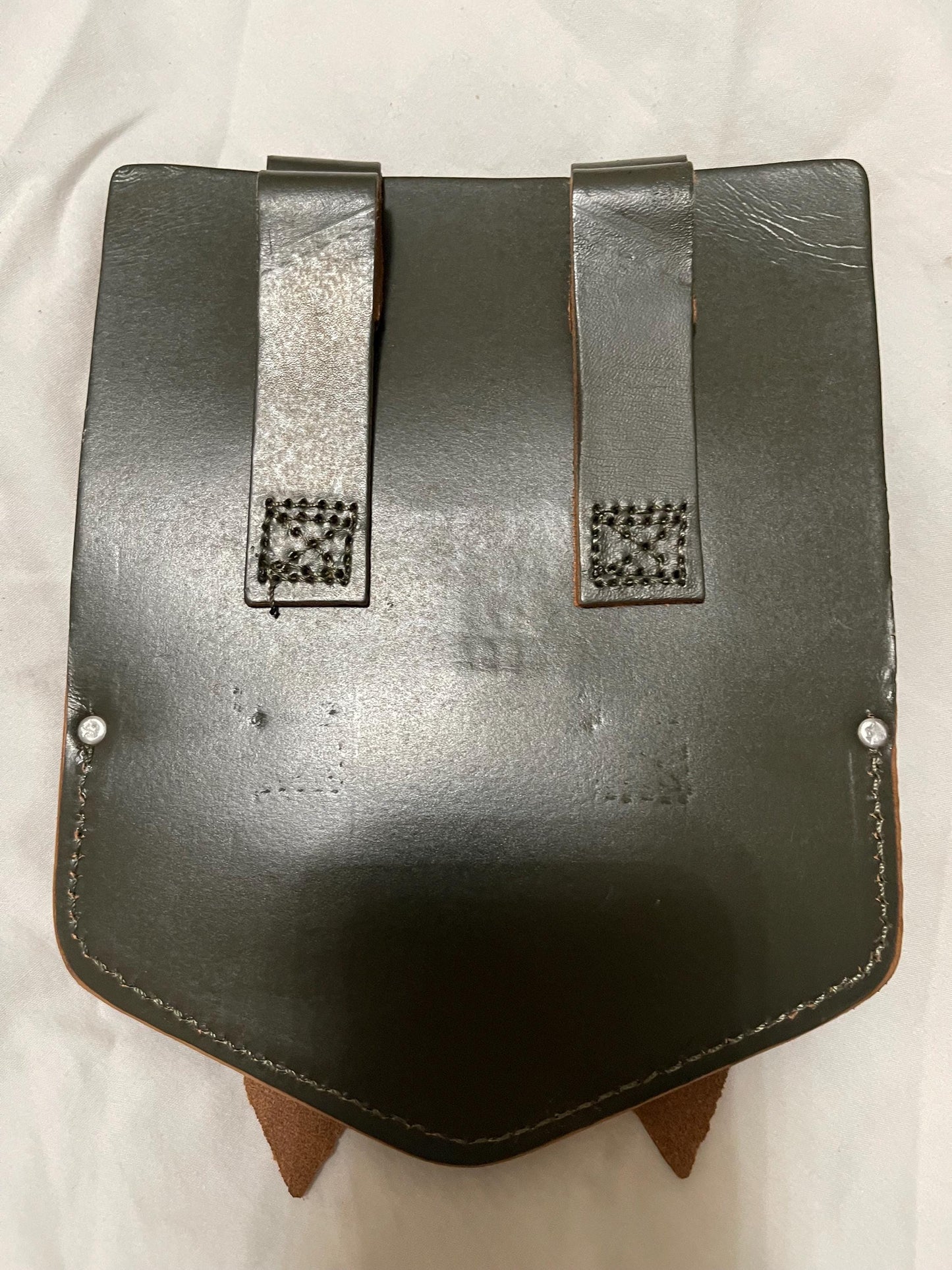 NOS 1967 west German army military entrenching tool leather cover post War PAUSC and Miltec Repro Shovel with Pick New ,Mint.