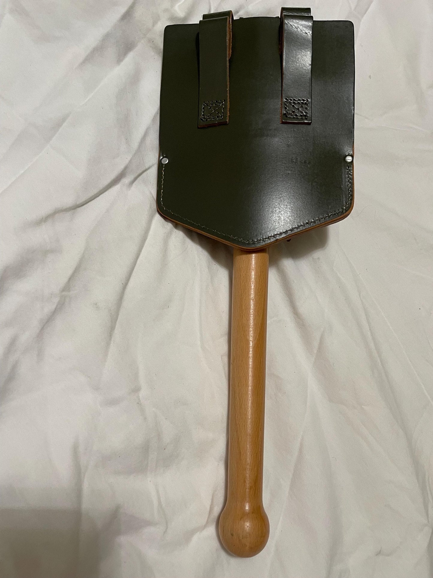 NOS 1967 west German army military entrenching tool leather cover post War PAUSC and Miltec Repro Shovel with Pick New ,Mint.