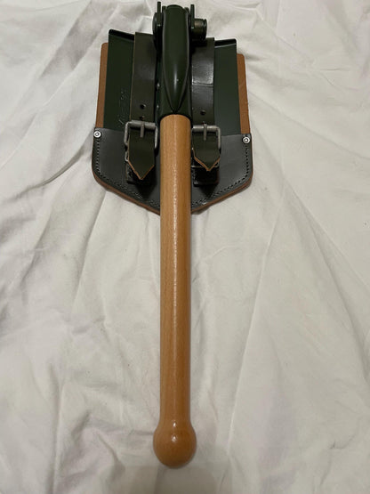 NOS 1967 west German army military entrenching tool leather cover post War PAUSC and Miltec Repro Shovel with Pick New ,Mint.