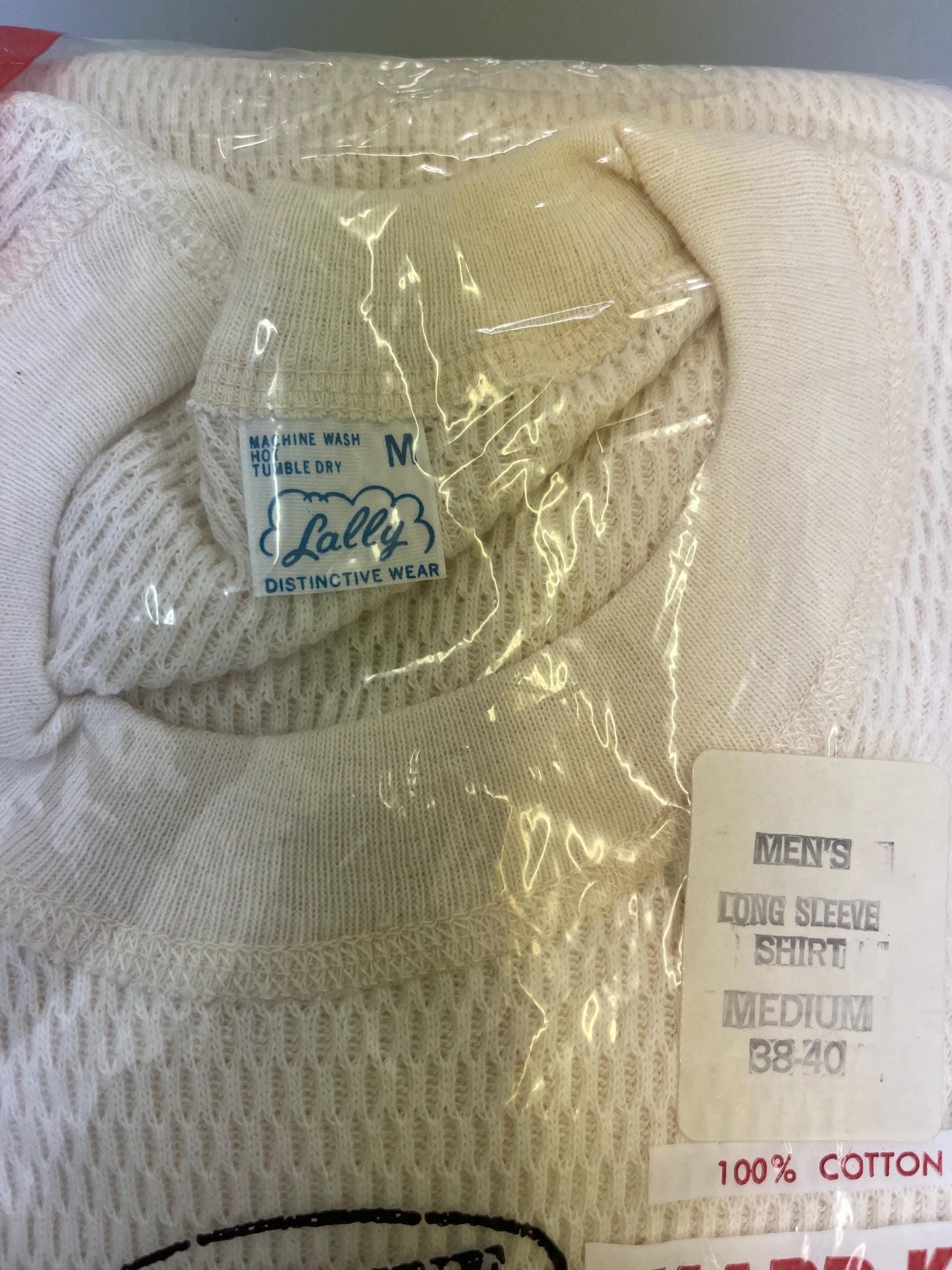 US military vintage 100% cotton waffle weave thermal wear top medium original.