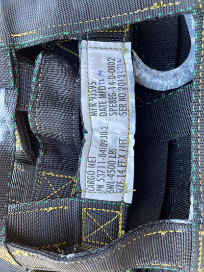US Military 14' x 14' (4500lbs Capacity) Cargo Net with hardware.