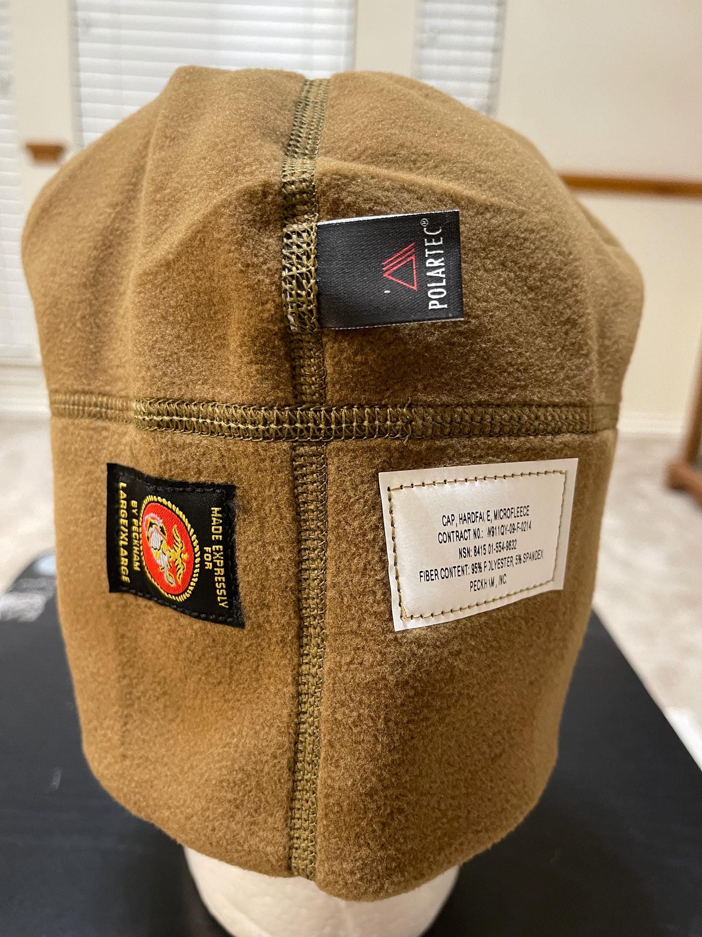New Genuine Polartec USMC Coyote Brown micro fleece cap/Binnie HAT L/XL.