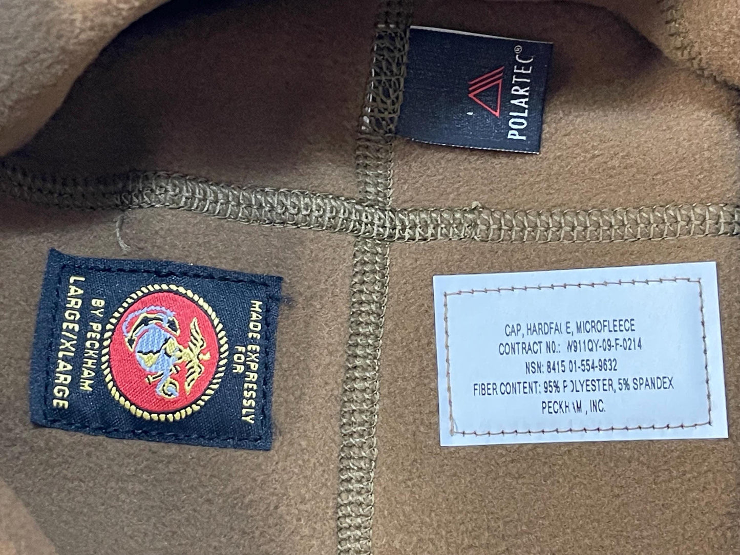 New Genuine Polartec USMC Coyote Brown micro fleece cap/Binnie HAT L/XL.