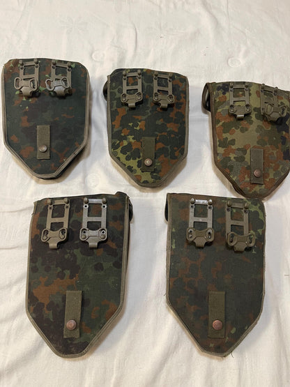 German Military Tri-fold Shovel Entrenching Tool Survival Bund w/ Flecktarn Case
