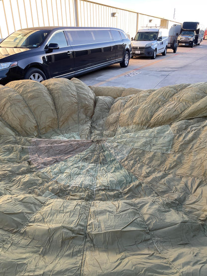 French Military 28' FT Round Parachute, canopy, Shoot multi color (OD.Tan. Khaki mix)
