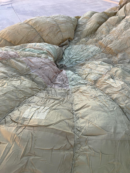 French Military 28' FT Round Parachute, canopy, Shoot multi color (OD.Tan. Khaki mix)