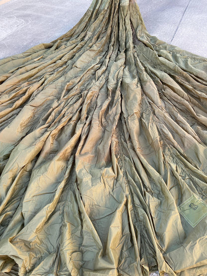 French Military 28' FT Round Parachute, canopy, Shoot multi color (OD.Tan. Khaki mix)