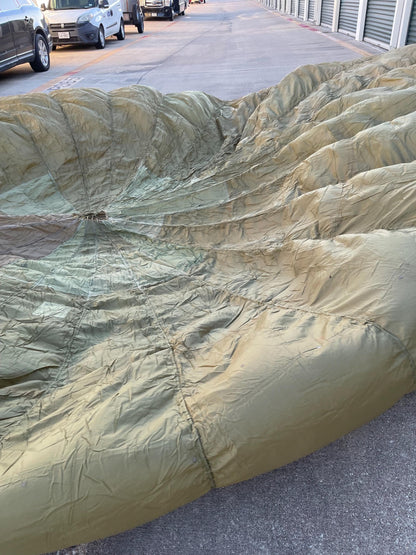 French Military 28' FT Round Parachute, canopy, Shoot multi color (OD.Tan. Khaki mix)