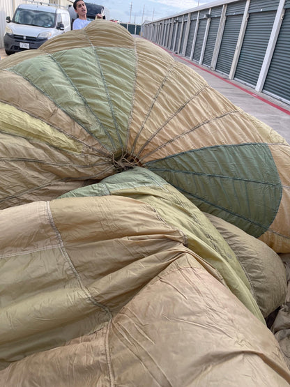 French Military 28' FT Parachute, canopy, Photo Shoot OD. Green.