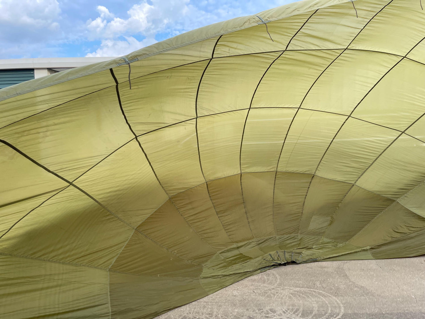 French Military 28' FT Parachute, canopy, Photo Shoot OD. Green.