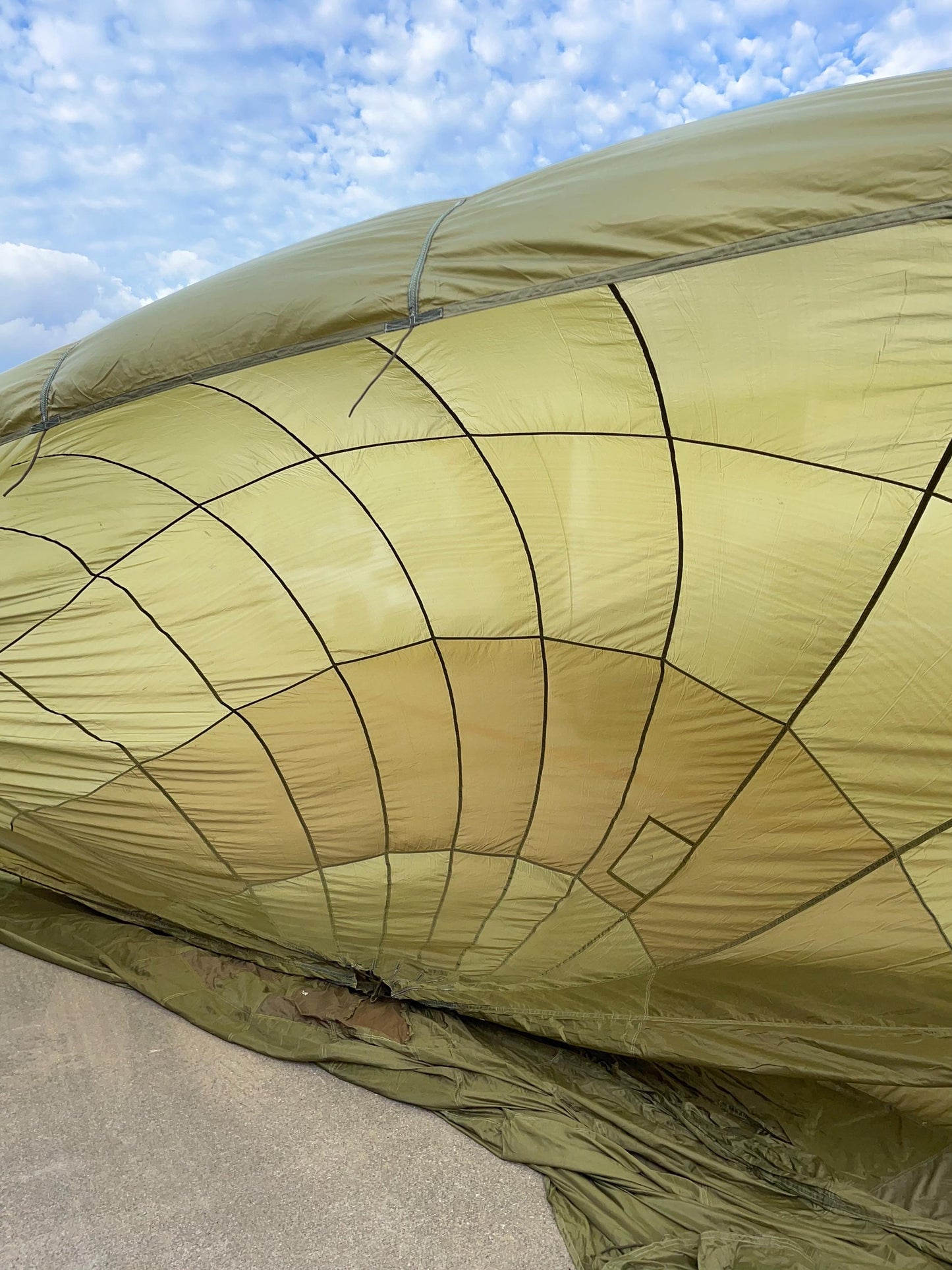 French Military 28' FT Parachute, canopy, Photo Shoot OD. Green.