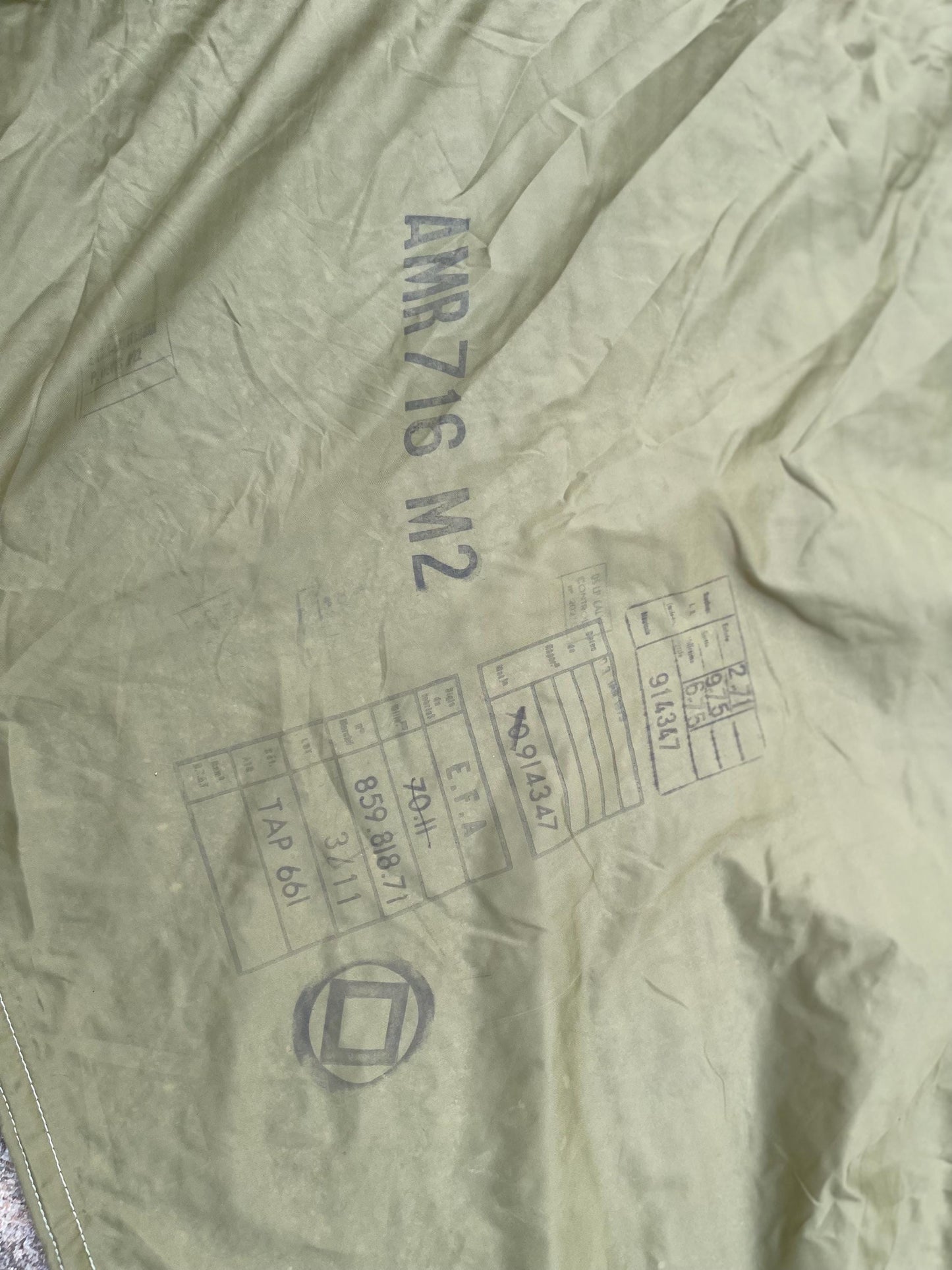 French Military 28' FT Parachute, canopy, Photo Shoot OD. Green.