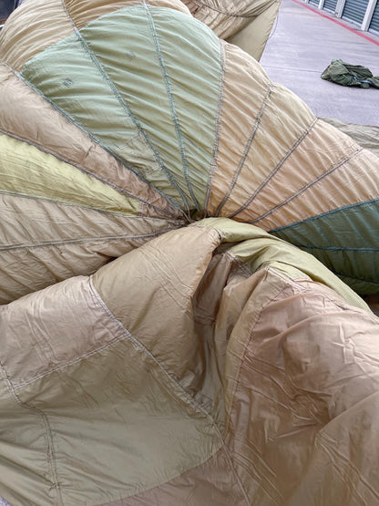 French Military 28' FT Parachute, canopy, Photo Shoot OD. Green.