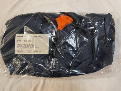 USAF MA-1 Navy Blue vintage flight jacket by Greenbrier mnfg new made in USA. Medium/ Large & Extra Large.