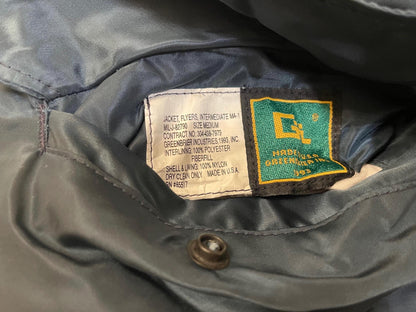 USAF MA-1 Navy Blue vintage flight jacket by Greenbrier mnfg new made in USA. Medium/ Large & Extra Large.
