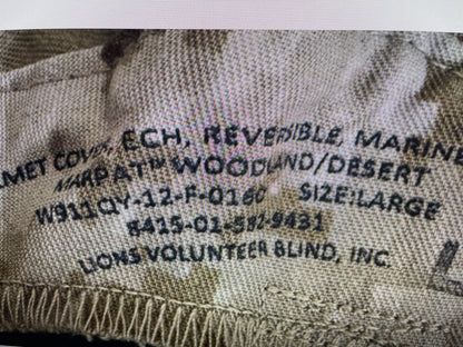 New USMC ECH reversible helmet cover w/ NVG cutout woodland desertmarpat Large
