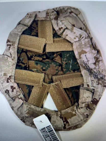 New USMC ECH reversible helmet cover w/ NVG cutout woodland desertmarpat Large