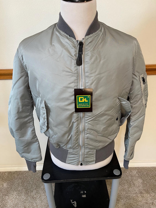 USAF style US made MA 1 Silver to orange reversible Iconic Vintage Jacket made by Greenbrier Manufacturer Tennessee.Jacke