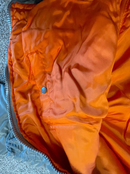 USAF style US made MA 1 Silver to orange reversible Iconic Vintage Jacket made by Greenbrier Manufacturer Tennessee.Jacke