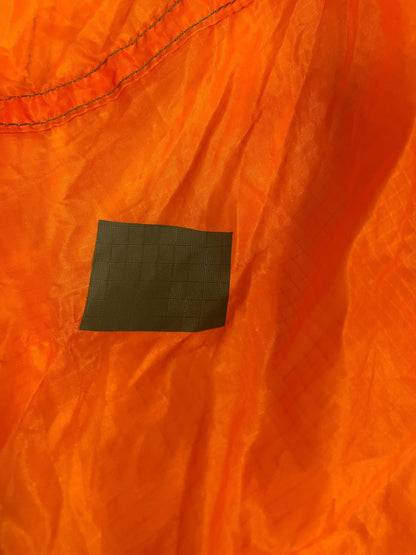 US military 28 ft. Round Orange and white Nylon Parachute with harness , lines and small white chute,