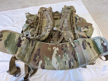 Genuine US military multicam/ocp mollee II Rucksack /FILBE Complete with Frame, shoulder straps and 2 sustainment Pouches.